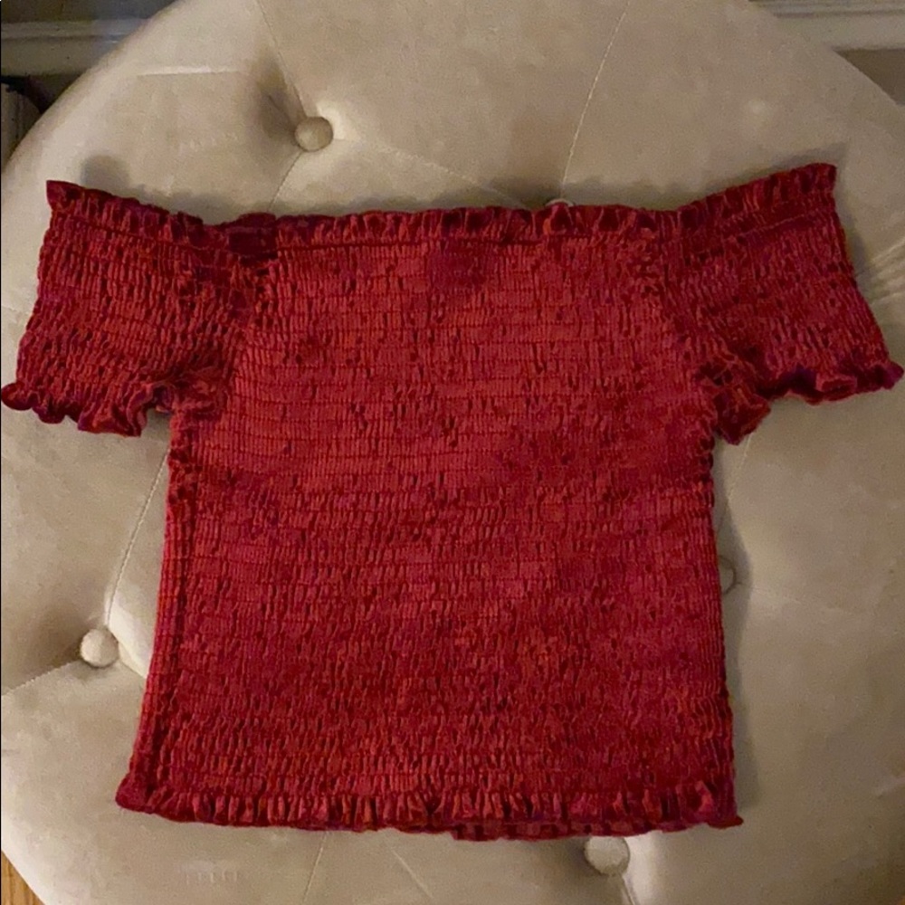 NEW Francesca’s Red Velvet Off the Shoulder Crop
